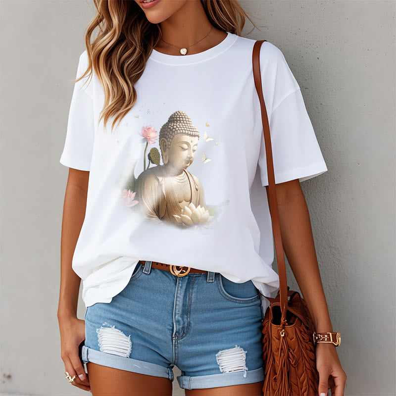 Camiseta de Buda de Meditación con Loto y Mariposa de Buddha Stones - image 2