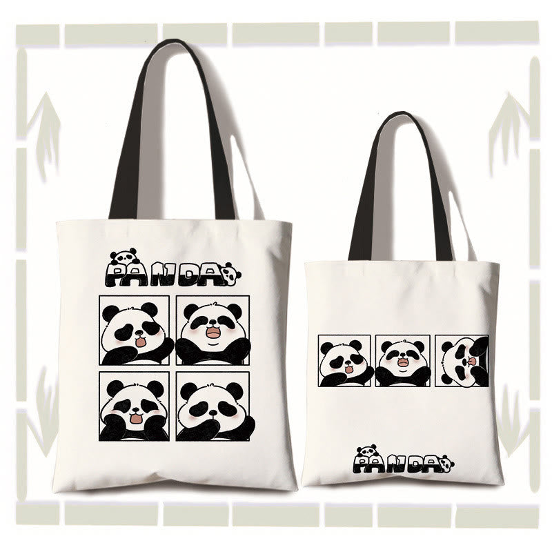 Bolso de hombro para ir al trabajo, de lona, hecho a mano, de gran capacidad, con diseño de Buddha Stones y bonito panda