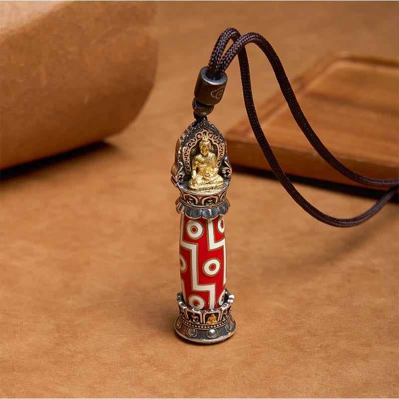 Collar con colgante de protección de cuentas Dzi de nueve ojos de Buddha Stones - image 5