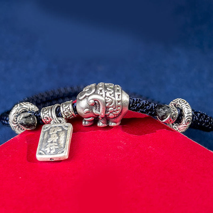 Pulsera de fuerza con amuleto de elefante de plata de ley 925 con Buddha Stones y símbolo de seguridad y bienestar - image 2