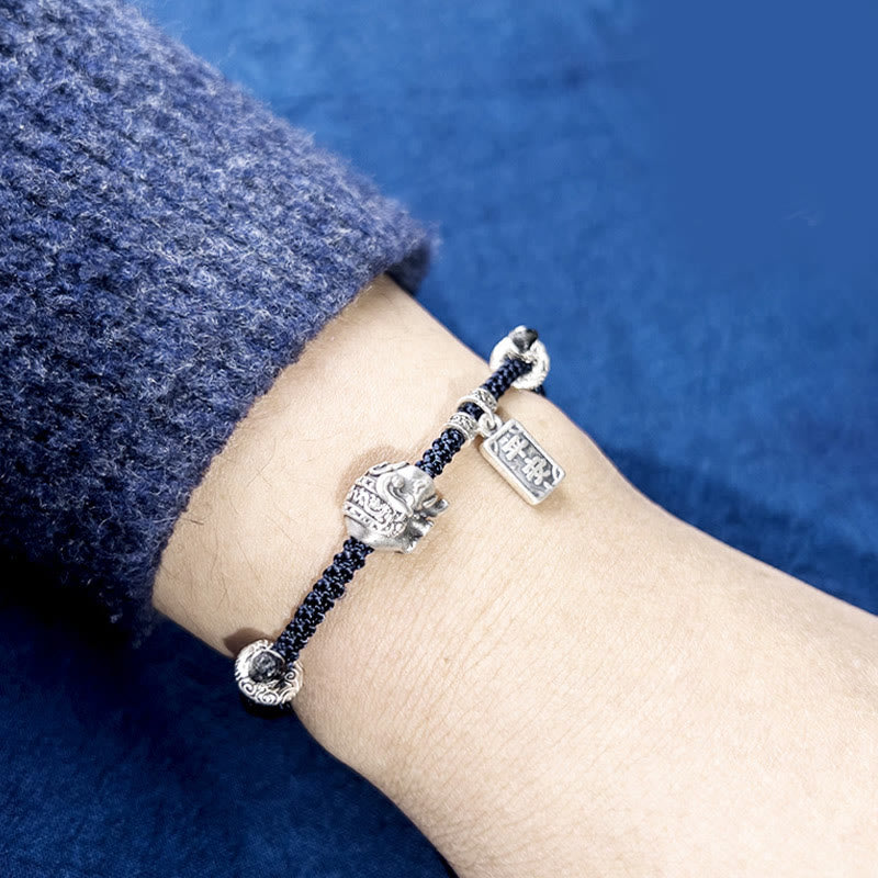 Pulsera de fuerza con amuleto de elefante de plata de ley 925 con Buddha Stones y símbolo de seguridad y bienestar - image 3