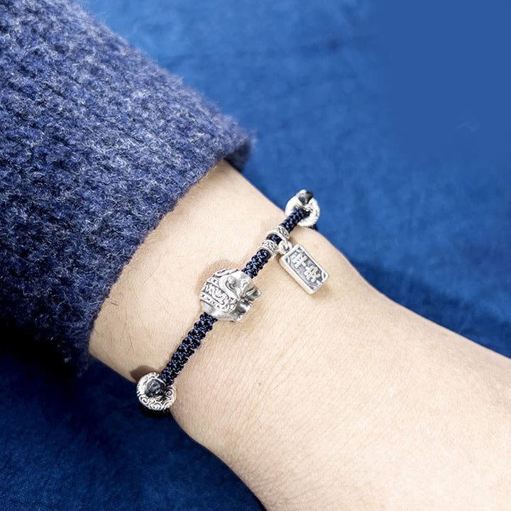 Pulsera de fuerza con amuleto de elefante de plata de ley 925 con Buddha Stones y símbolo de seguridad y bienestar - image 3