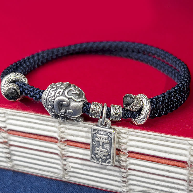 Pulsera de fuerza con amuleto de elefante de plata de ley 925 con Buddha Stones y símbolo de seguridad y bienestar - image 1