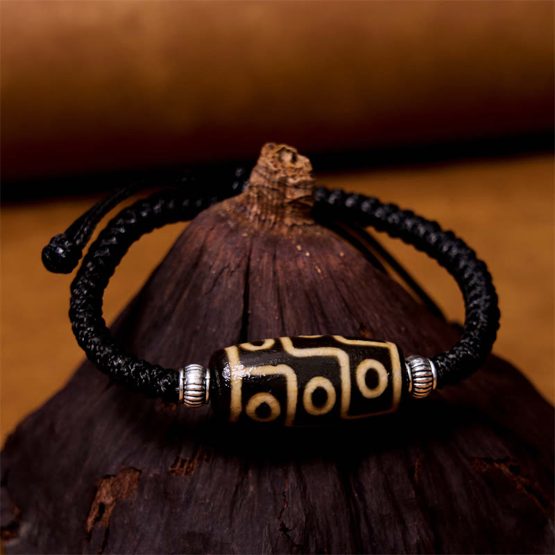 Buddha Stones Pulsera Tibetana con Cuentas Dzi de Nueve Ojos y de Tres Ojos para Protección y Riqueza