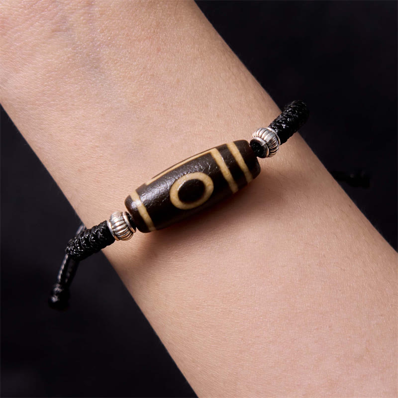 Buddha Stones Pulsera Tibetana con Cuentas Dzi de Nueve Ojos y de Tres Ojos para Protección y Riqueza