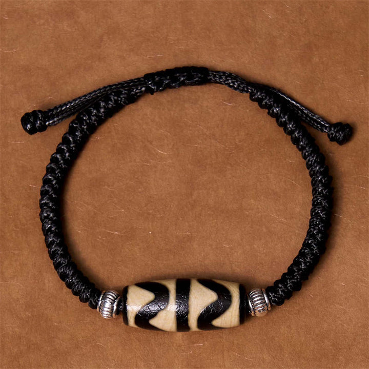 Buddha Stones Pulsera Tibetana con Cuentas Dzi de Nueve Ojos y de Tres Ojos para Protección y Riqueza
