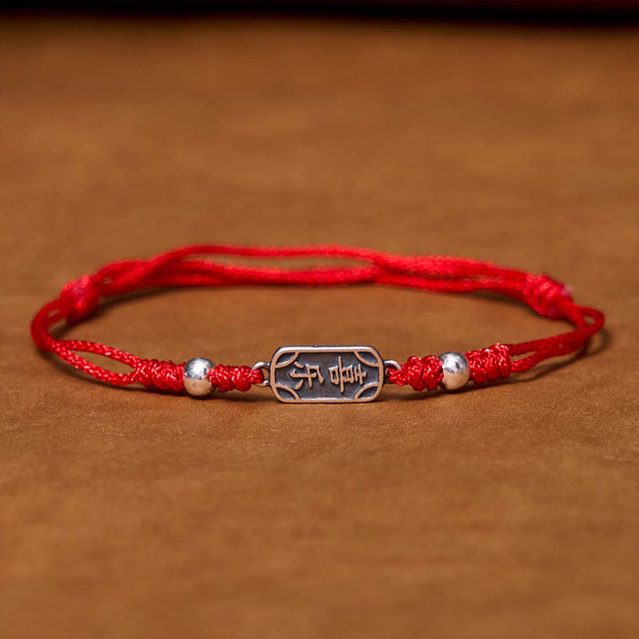 Buddha Stones Pulsera Trenzada Hecha a Mano de Plata Esterlina 925 Paz y Alegría Protección Segura y Bienestar - Cuerda roja (circunferencia de la muñeca 14-16 cm) - image 10
