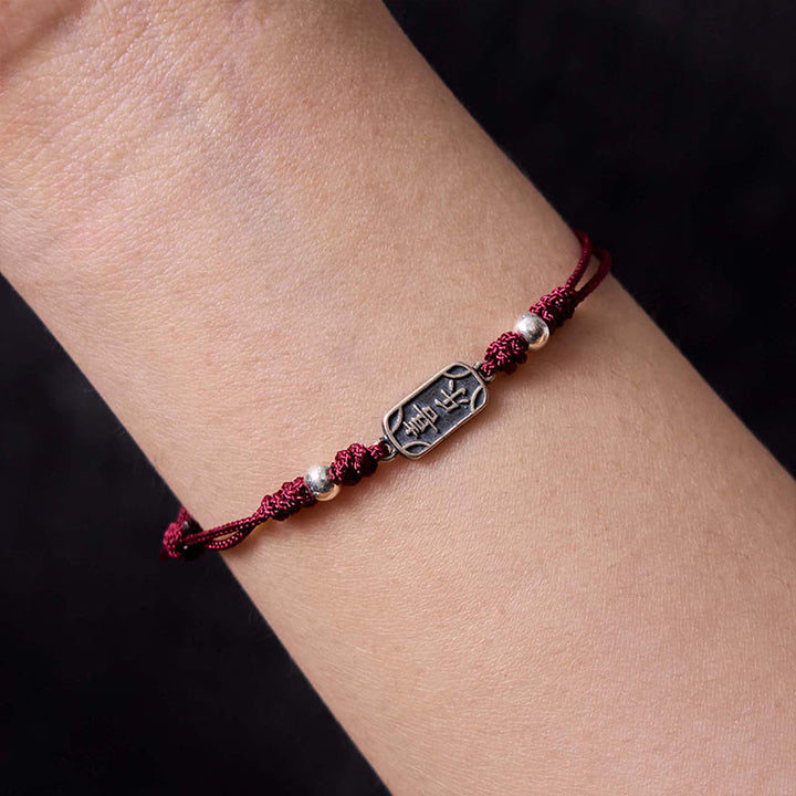 Buddha Stones Pulsera Trenzada Hecha a Mano de Plata Esterlina 925 Paz y Alegría Protección Segura y Bienestar