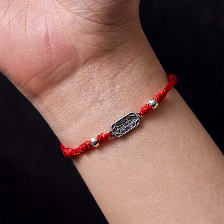 Buddha Stones Pulsera Trenzada Hecha a Mano de Plata Esterlina 925 Paz y Alegría Protección Segura y Bienestar