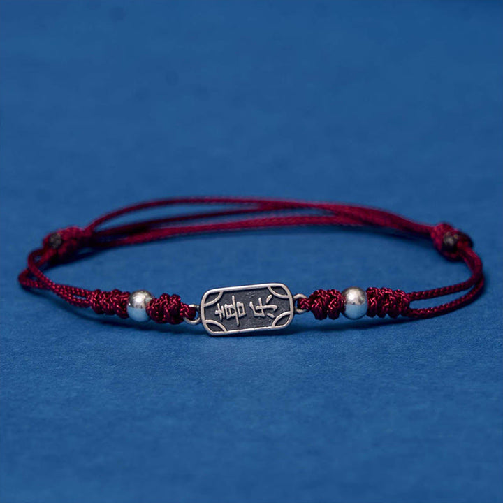 Buddha Stones Pulsera Trenzada Hecha a Mano de Plata Esterlina 925 Paz y Alegría Protección Segura y Bienestar