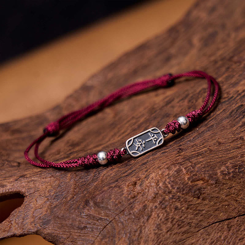 Buddha Stones Pulsera Trenzada Hecha a Mano de Plata Esterlina 925 Paz y Alegría Protección Segura y Bienestar