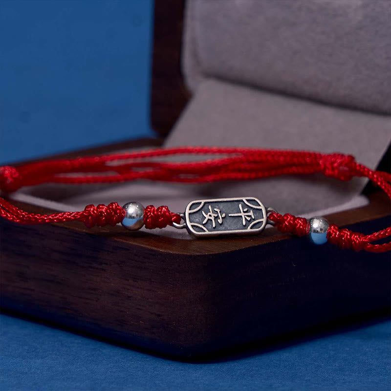 Buddha Stones Pulsera Trenzada Hecha a Mano de Plata Esterlina 925 Paz y Alegría Protección Segura y Bienestar