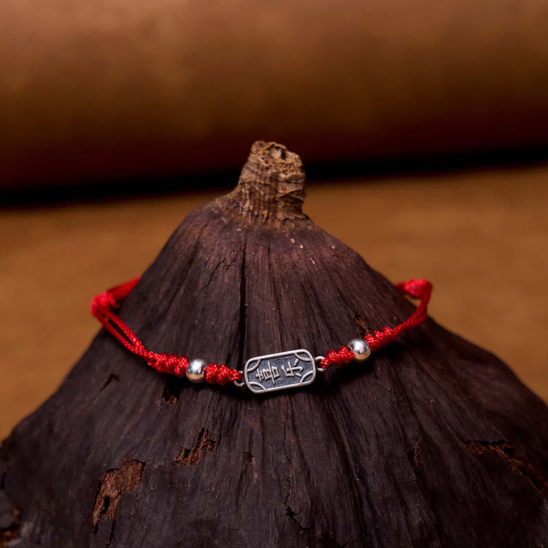 Buddha Stones Pulsera Trenzada Hecha a Mano de Plata Esterlina 925 Paz y Alegría Protección Segura y Bienestar