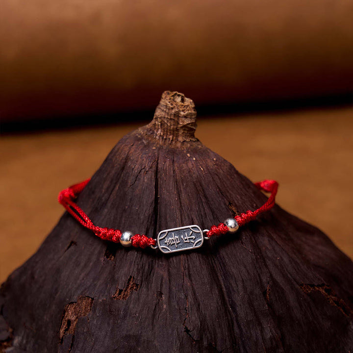 Buddha Stones Pulsera Trenzada Hecha a Mano de Plata Esterlina 925 Paz y Alegría Protección Segura y Bienestar