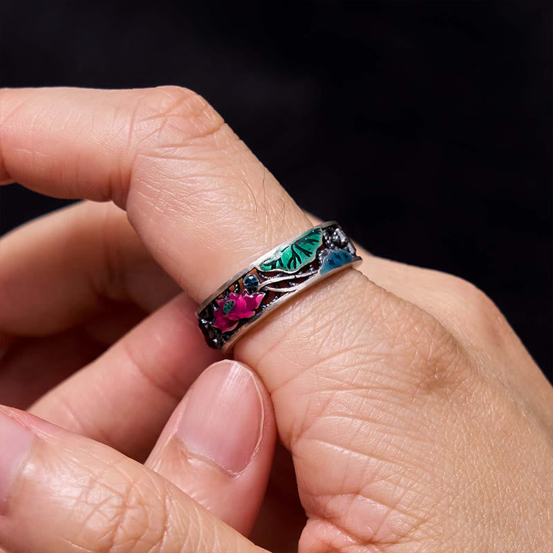 Buddha Stones Anillo de Koi, Loto de la Suerte y Todo Va Bien en Plata Esterlina 925 - image 5