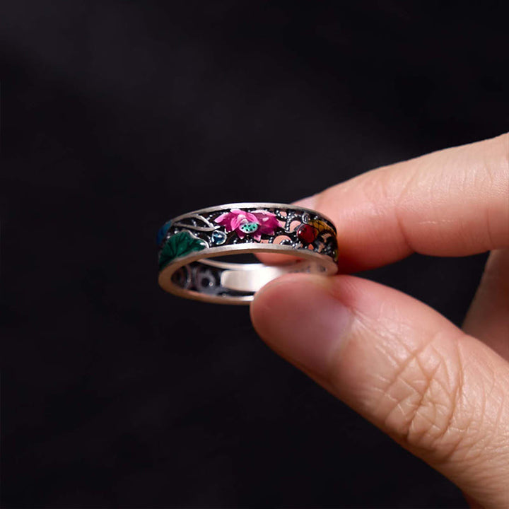 Buddha Stones Anillo de Koi, Loto de la Suerte y Todo Va Bien en Plata Esterlina 925 - image 4