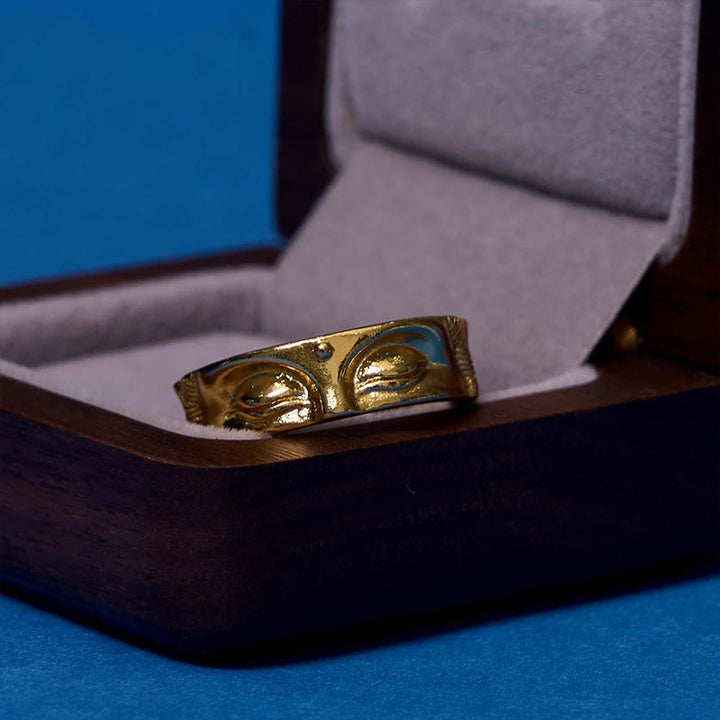 Anillo ajustable de cobre de serenidad budista dorado de meditación Buddha Stones