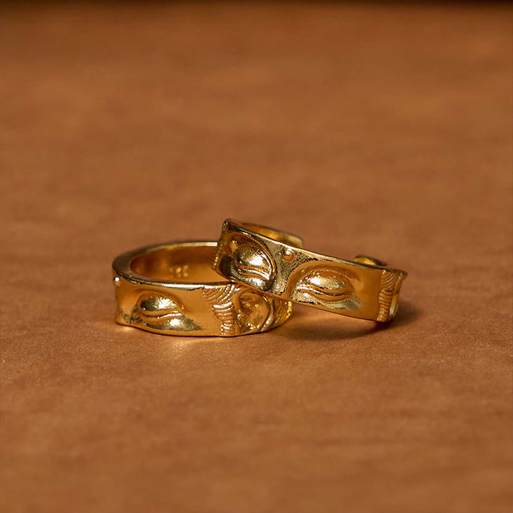 Anillo ajustable de cobre de serenidad budista dorado de meditación Buddha Stones