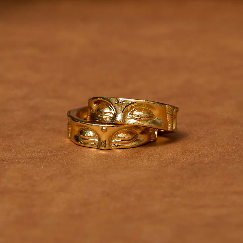Anillo ajustable de cobre de serenidad budista dorado de meditación Buddha Stones