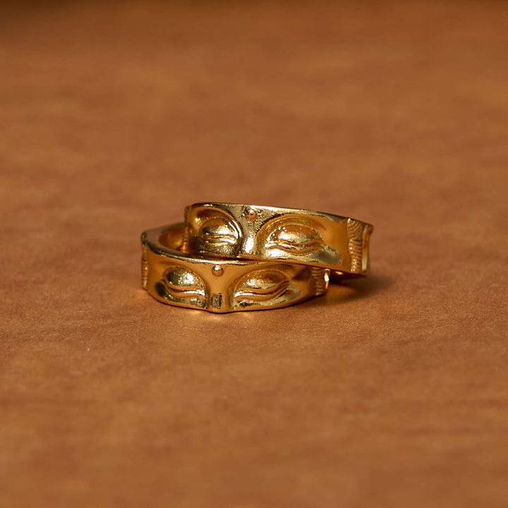 Anillo ajustable de cobre de serenidad budista dorado de meditación Buddha Stones