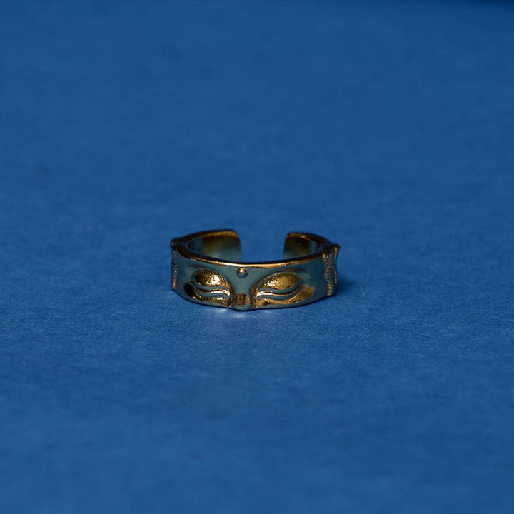 Anillo ajustable de cobre de serenidad budista dorado de meditación Buddha Stones
