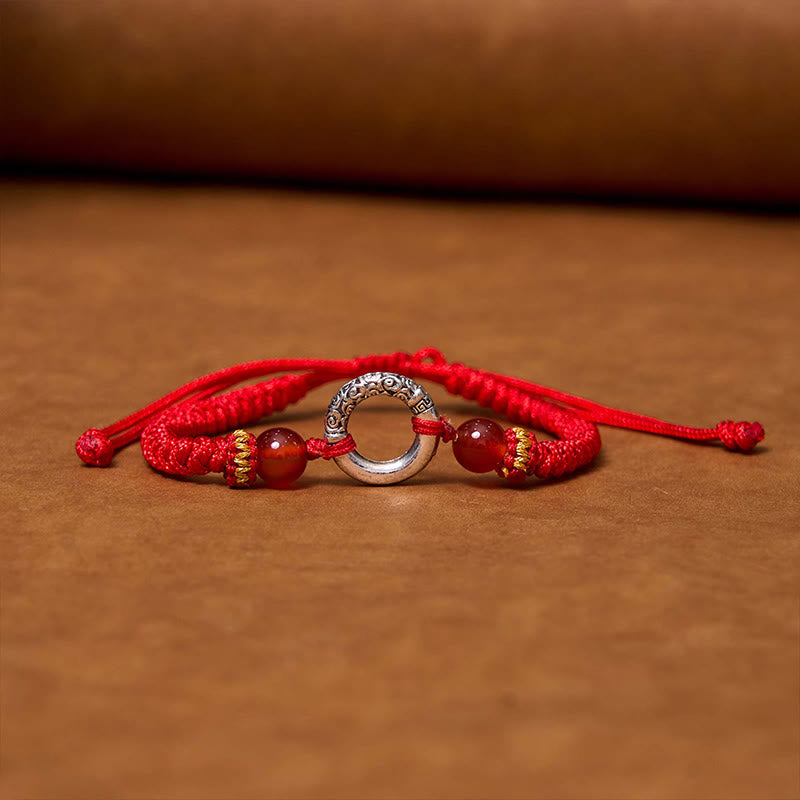 Buddha Stones Pulsera de Cuerda Trenzada de Cobre Plateado en Plata de Ley 925 con Hebilla de Paz y Protección