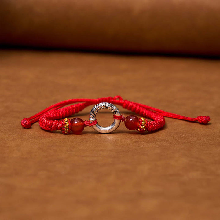 Buddha Stones Pulsera de Cuerda Trenzada de Cobre Plateado en Plata de Ley 925 con Hebilla de Paz y Protección