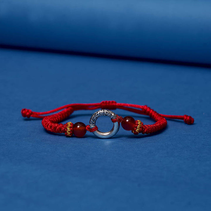 Buddha Stones Pulsera de Cuerda Trenzada de Cobre Plateado en Plata de Ley 925 con Hebilla de Paz y Protección