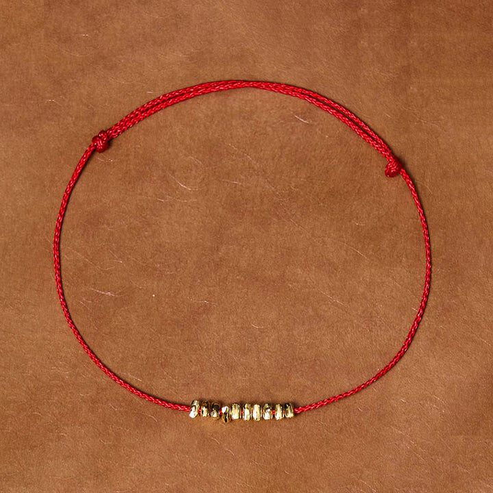 Pulsera trenzada ultrafina con protección de piezas pequeñas de plata de ley 925 hecha a mano con Buddha Stones - Cuerda dorada y roja (circunferencia de la muñeca: 14-20 cm) - image 0