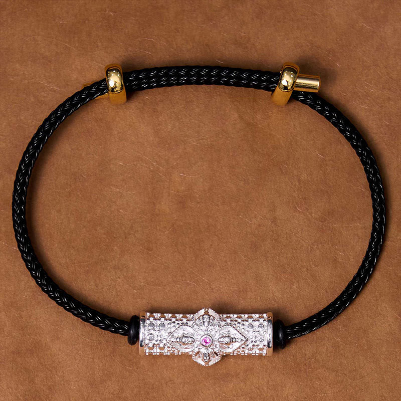 Buddha Stones Pulsera de hilo rojo de cobre de la suerte - Cuerda negra plateada (circunferencia de la muñeca: 14-20 cm) - image 38