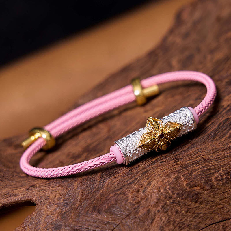 Buddha Stones Pulsera de hilo rojo de cobre de la suerte - Hilo de flor rosa, dorado y plateado (circunferencia de la muñeca: 14-20 cm) - image 46