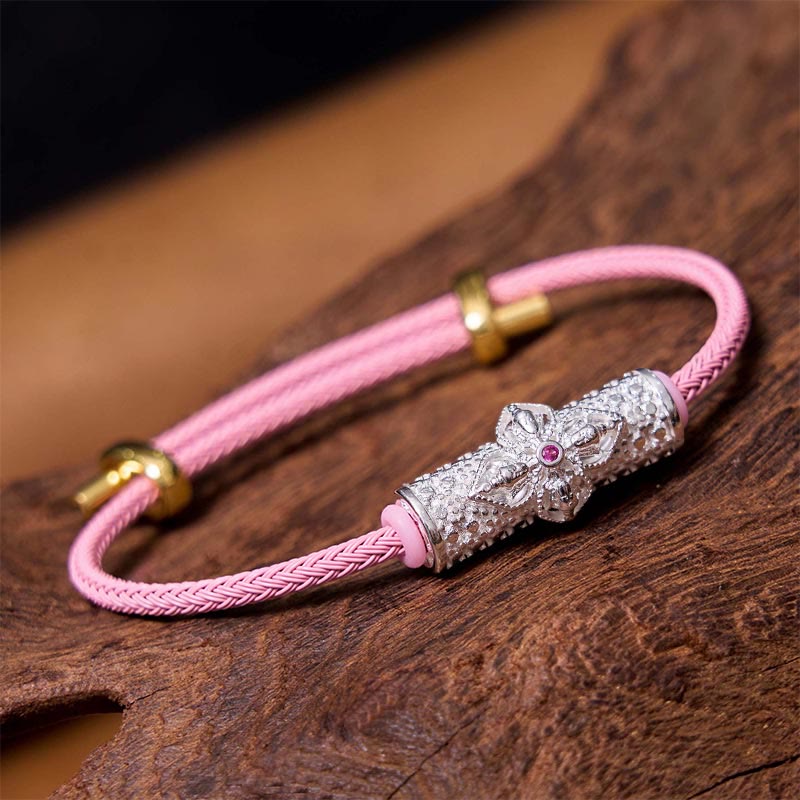 Buddha Stones Pulsera de hilo rojo de cobre de la suerte - Cuerda rosa plateada (circunferencia de la muñeca: 14-20 cm) - image 59