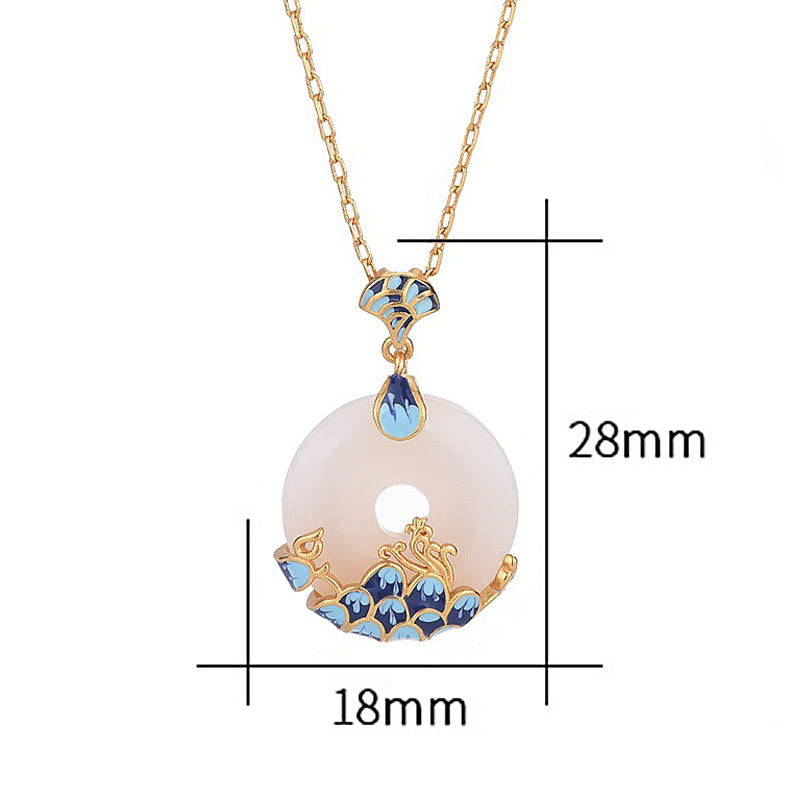 Collar con colgante de la suerte de las montañas y el mar con hebilla de la paz de jade blanco y Buddha Stones