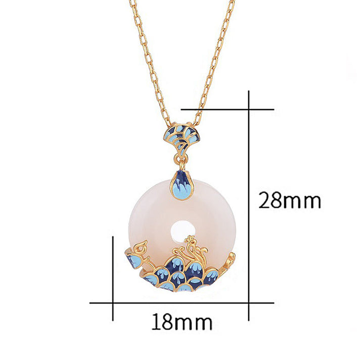 Collar con colgante de la suerte de las montañas y el mar con hebilla de la paz de jade blanco y Buddha Stones