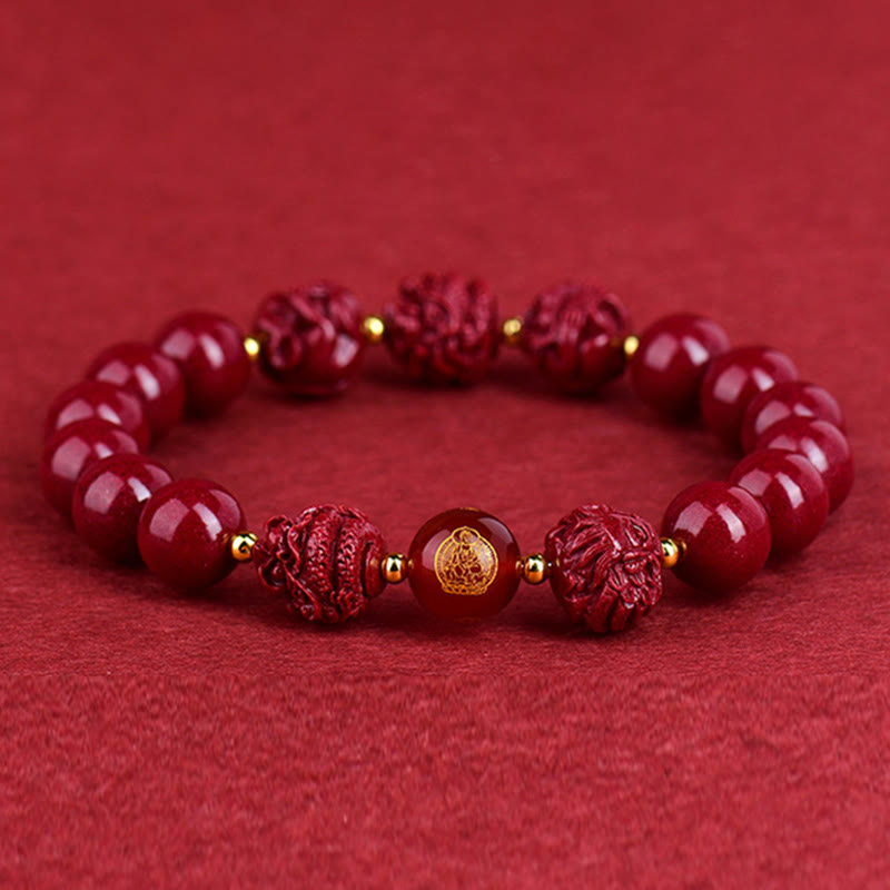 Pulsera de bendición con Buddha Stones y cinabrio del zodiaco chino para alejar a los malos espíritus