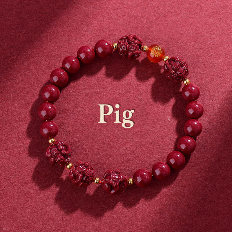 Pulsera de bendición con Buddha Stones y cinabrio del zodiaco chino para alejar a los malos espíritus