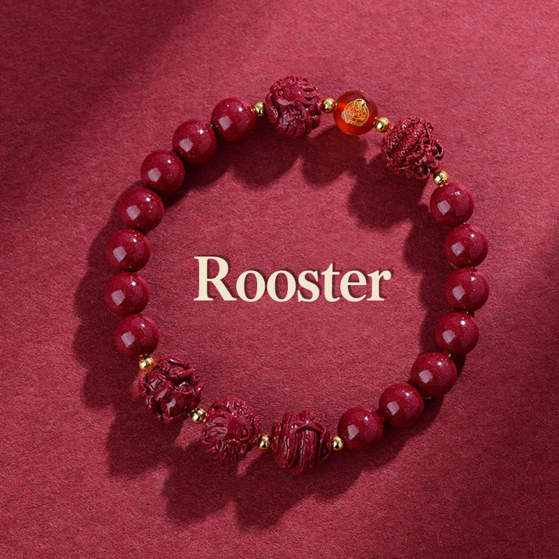 Pulsera de bendición con Buddha Stones y cinabrio del zodiaco chino para alejar a los malos espíritus
