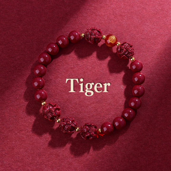 Pulsera de bendición con Buddha Stones y cinabrio del zodiaco chino para alejar a los malos espíritus