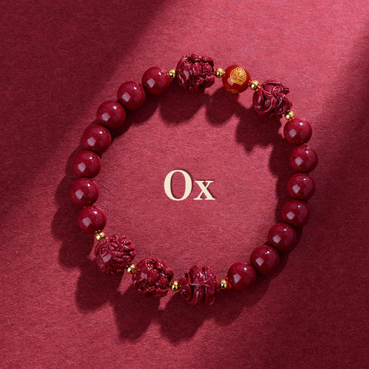 Pulsera de bendición con Buddha Stones y cinabrio del zodiaco chino para alejar a los malos espíritus