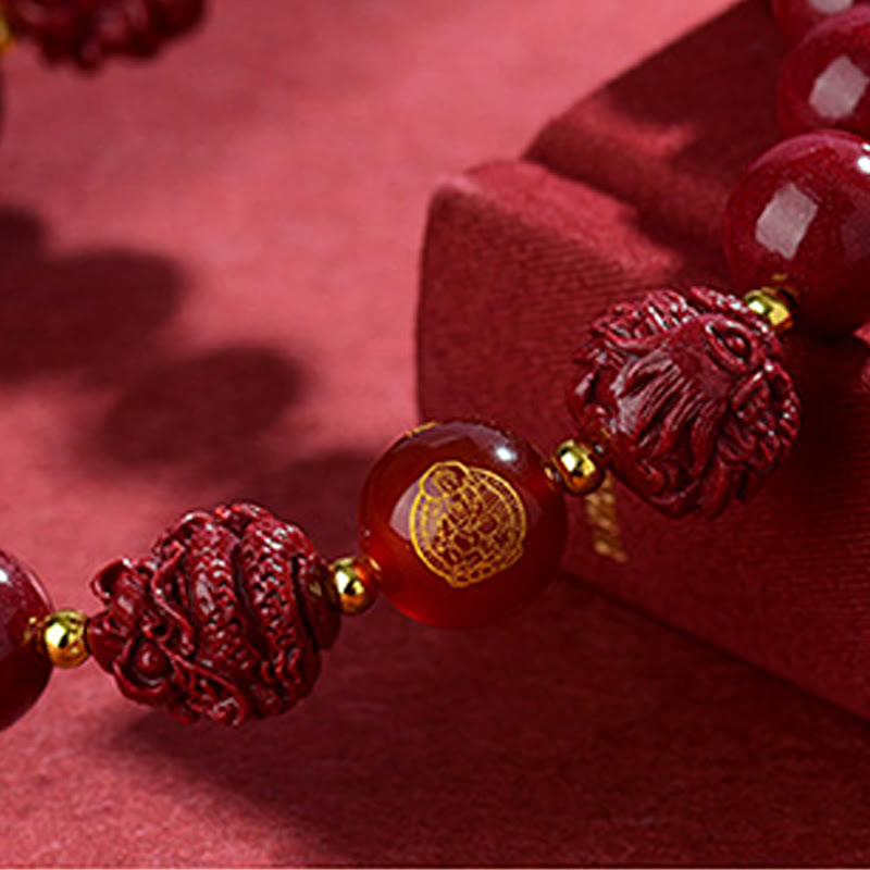 Pulsera de bendición con Buddha Stones y cinabrio del zodiaco chino para alejar a los malos espíritus