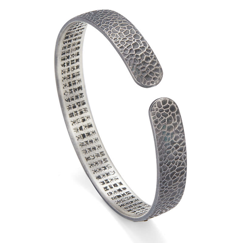 Brazalete brazalete de plata de ley 999 con diseño retro de Buddha Stones, corazón, sutra, nube auspiciosa y riqueza - image 1