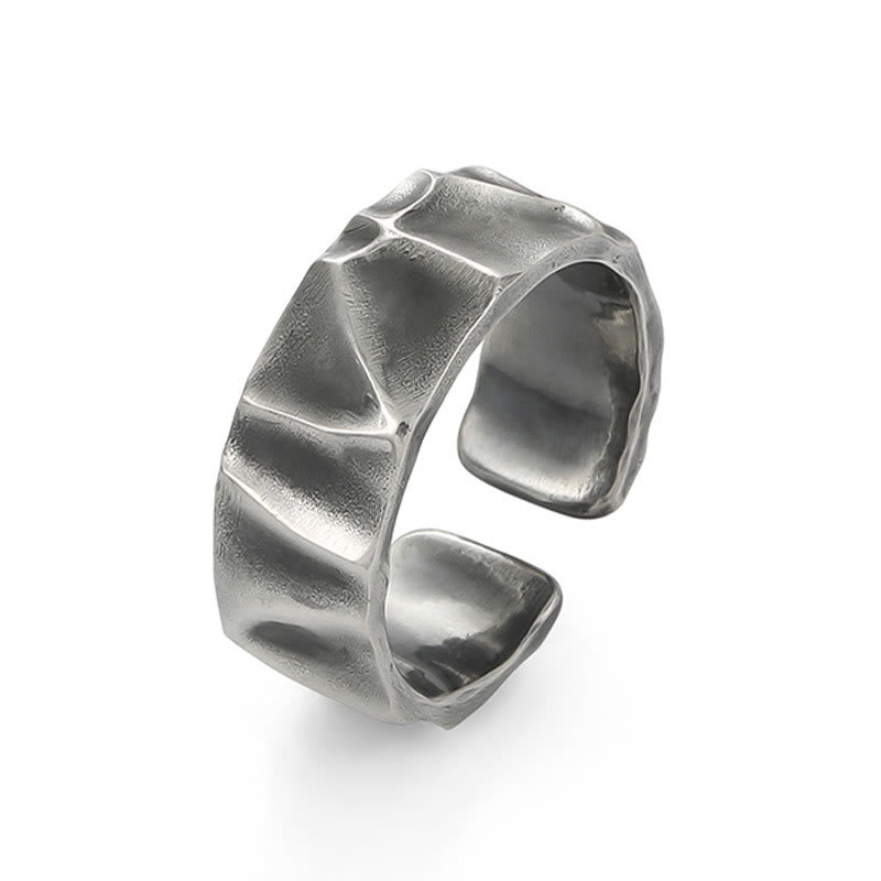 Anillo de protección ajustable de plata de ley 999 con Buddha Stones