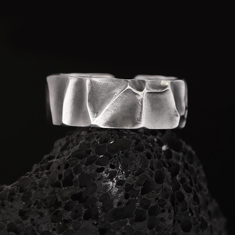 Anillo de protección ajustable de plata de ley 999 con Buddha Stones - Plata de ley 999 (diámetro interior: 62,5 mm-65 mm) - image 0