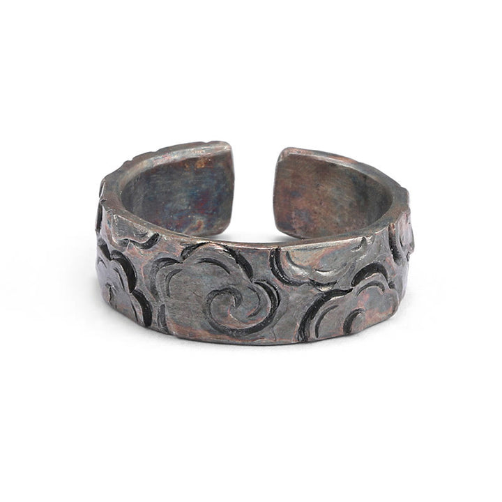 Anillo de protección ajustable con nubes auspiciosas de plata de ley 999 y Buddha Stones - image 3