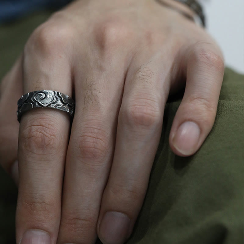 Anillo de protección ajustable con nubes auspiciosas de plata de ley 999 y Buddha Stones - image 2