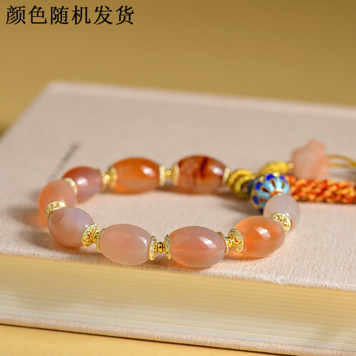 Pulsera de confianza y fuerza con ágata de jade blanco tibetano y Buddha Stones