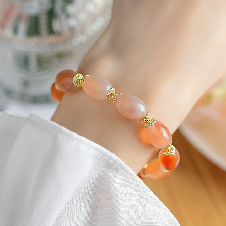 Pulsera de confianza y fuerza con ágata de jade blanco tibetano y Buddha Stones