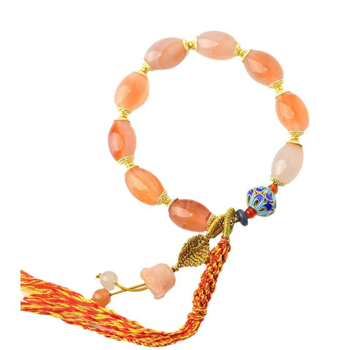 Pulsera de confianza y fuerza con ágata de jade blanco tibetano y Buddha Stones