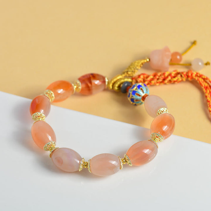 Pulsera de confianza y fuerza con ágata de jade blanco tibetano y Buddha Stones