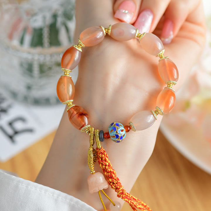 Pulsera de confianza y fuerza con ágata de jade blanco tibetano y Buddha Stones